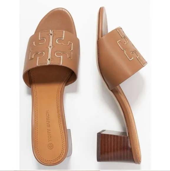 Tory Burch Ines Mid Heel Slide Sandals Size 5