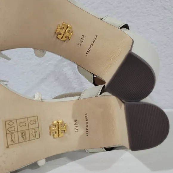 TORY BURCH Ivory Knotted Rope Ankle Tie Heeled Sandals