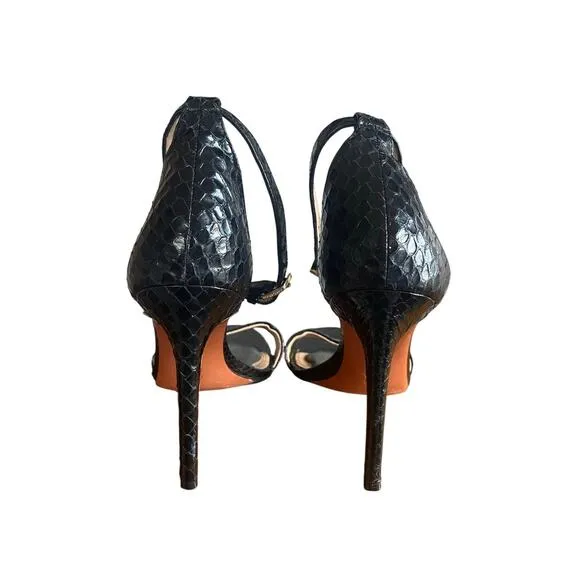 Tory Burch Keri High Heel Sandal in Black Snakeskin Size 11