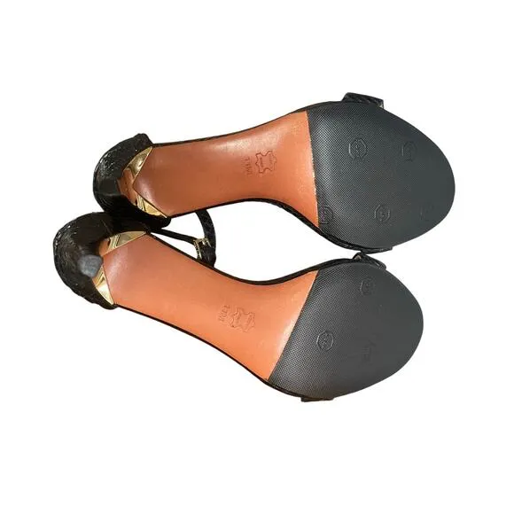 Tory Burch Keri High Heel Sandal in Black Snakeskin Size 11