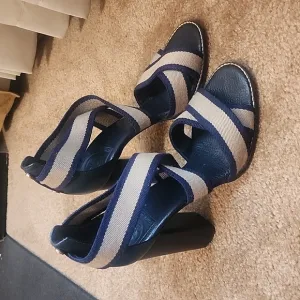 Tory Burch Laurie Criss Cross Elastic High Heel Sandals
