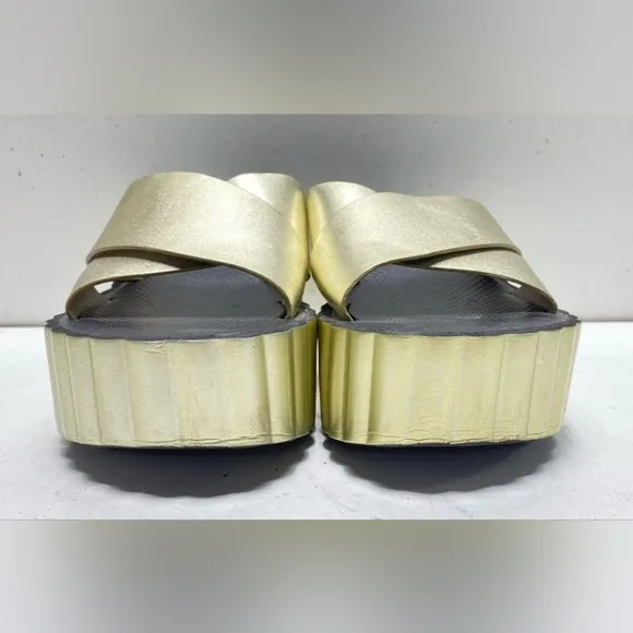 Tory Burch Leather Gold Platform Sandals Shoes Size 9 M