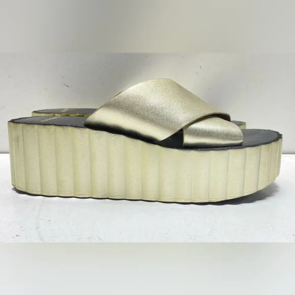 Tory Burch Leather Gold Platform Sandals Shoes Size 9 M