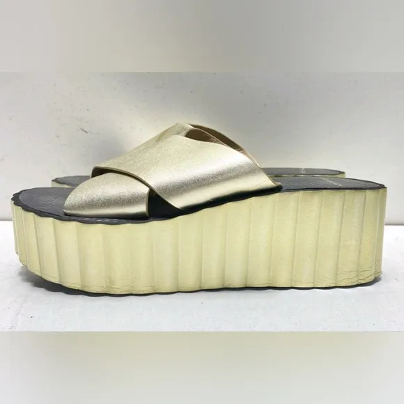 Tory Burch Leather Gold Platform Sandals Shoes Size 9 M