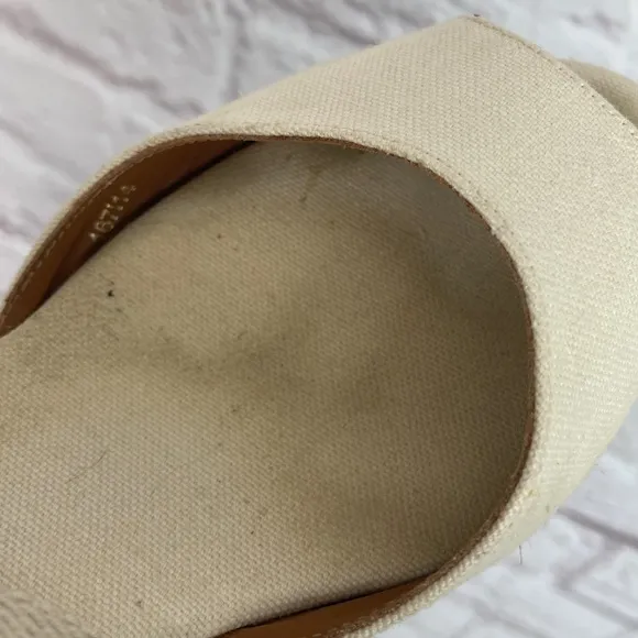 Tory Burch Linen Kate Canvas Wedge Espadrille Sandals Size 8.5