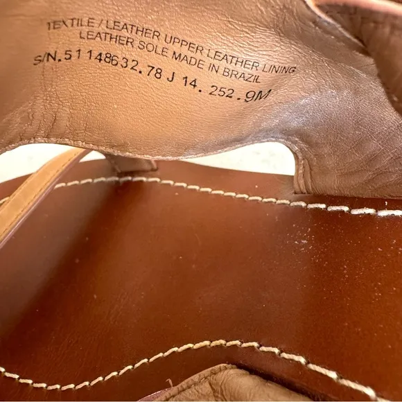 Tory Burch Lowell Double T Logo Sandals Beige Leather Block Heel Women’s