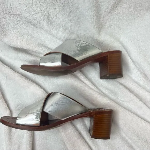 Tory Burch Montrose Criss Cross Metallic Heeled Sandals