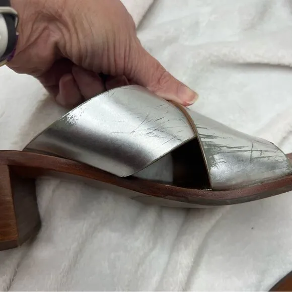 Tory Burch Montrose Criss Cross Metallic Heeled Sandals