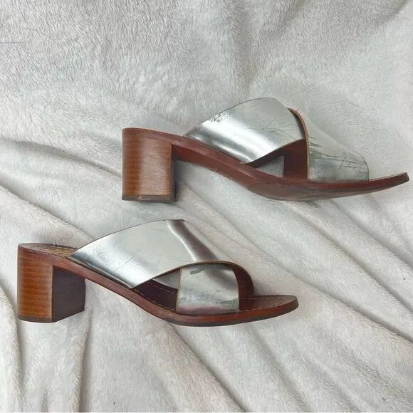 Tory Burch Montrose Criss Cross Metallic Heeled Sandals