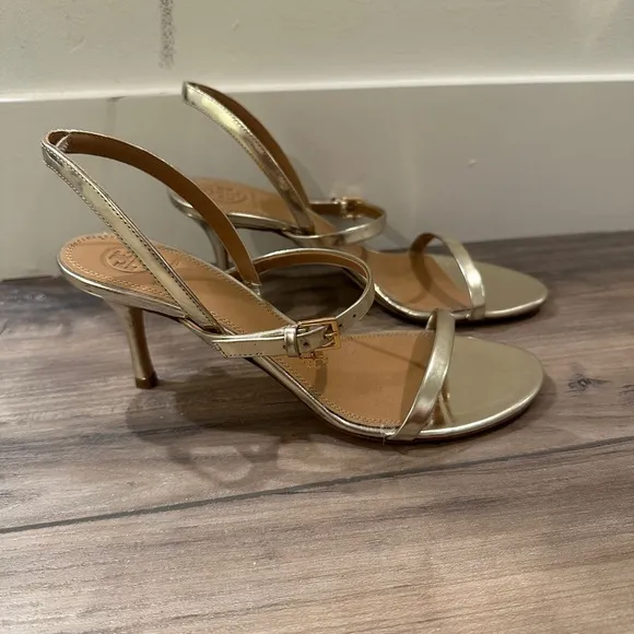 Tory Burch “Penelope” Gold Slingback Sandals