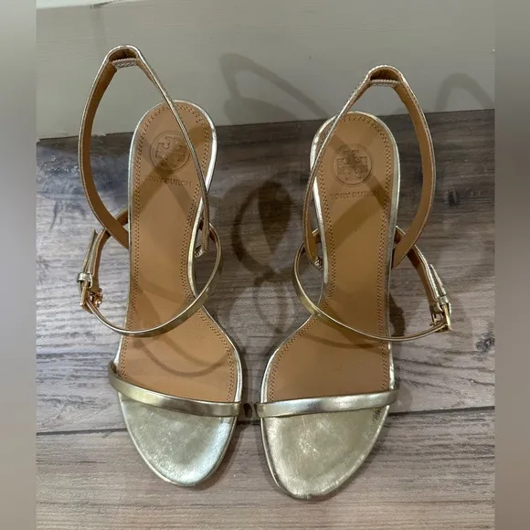 Tory Burch “Penelope” Gold Slingback Sandals