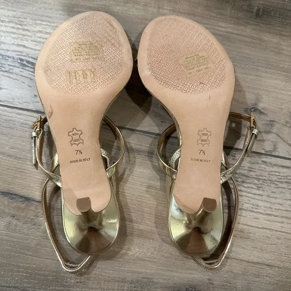 Tory Burch “Penelope” Gold Slingback Sandals