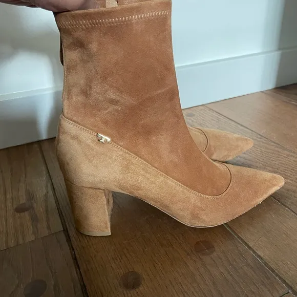 Tory Burch Penelope Size 7 Brown Stretch Suede Ankle Boot Bootie NEW