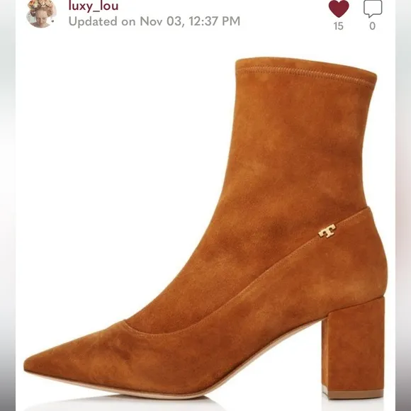Tory Burch Penelope Size 7 Brown Stretch Suede Ankle Boot Bootie NEW