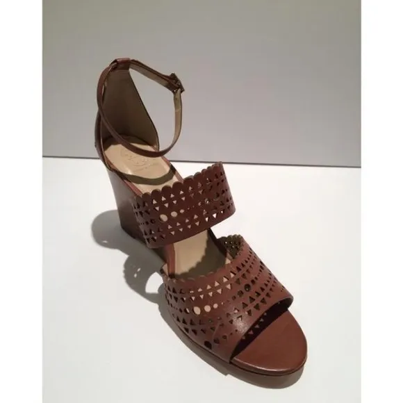 Tory Burch Perforated Wedge Leather Sandal - Sizes 10.5, 11 - NEW -