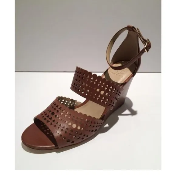 Tory Burch Perforated Wedge Leather Sandal - Sizes 10.5, 11 - NEW -