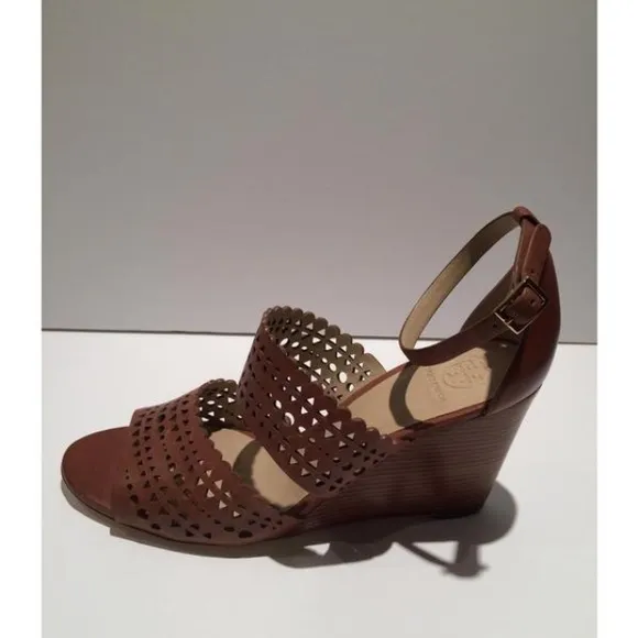Tory Burch Perforated Wedge Leather Sandal - Sizes 10.5, 11 - NEW -