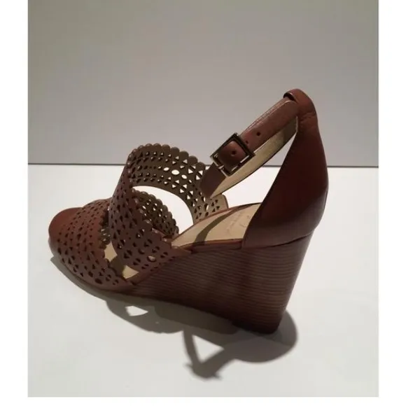 Tory Burch Perforated Wedge Leather Sandal - Sizes 10.5, 11 - NEW -