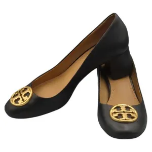 Tory Burch Pump Heels Chelsea 50mm Perfect Black Nappa Leather Gold Logo  45900