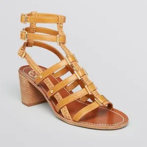 Tory Burch Reggie tan gladiator block heel sandals