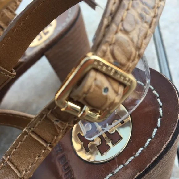 Tory Burch Reggie tan gladiator block heel sandals