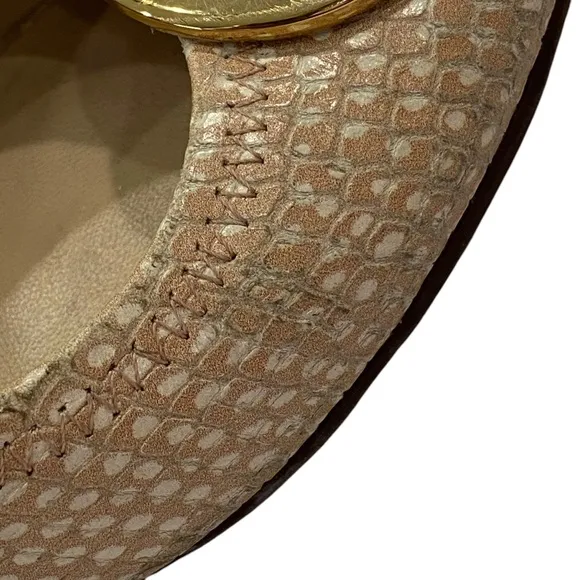 TORY BURCH Sally Snake Print Wedge Pumps in Spring Dune Size 7 shoes
