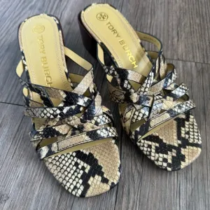 Tory Burch Snakeskin Reptile Block Heel Slide Sandals 7.5
