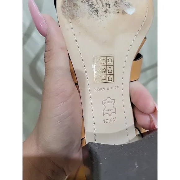 Tory Burch Tan Brown City Heel Strappy Criss Cross Leather Block Heel Sandal