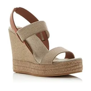 Tory Burch Two Band Sling Back Espadrille Gold/Royal Tan Wedge Sandals