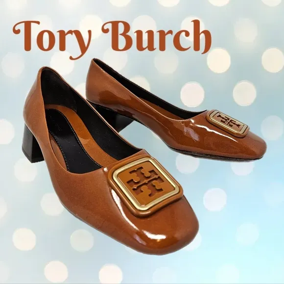 Tory Burch Womens Georgia Pumps sz 6.5M Burnt Orange Patent Leather Dress Shoes