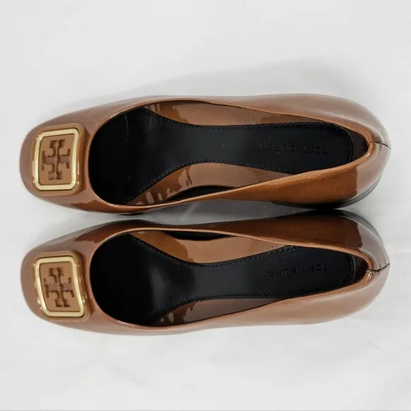 Tory Burch Womens Georgia Pumps sz 6.5M Burnt Orange Patent Leather Dress Shoes