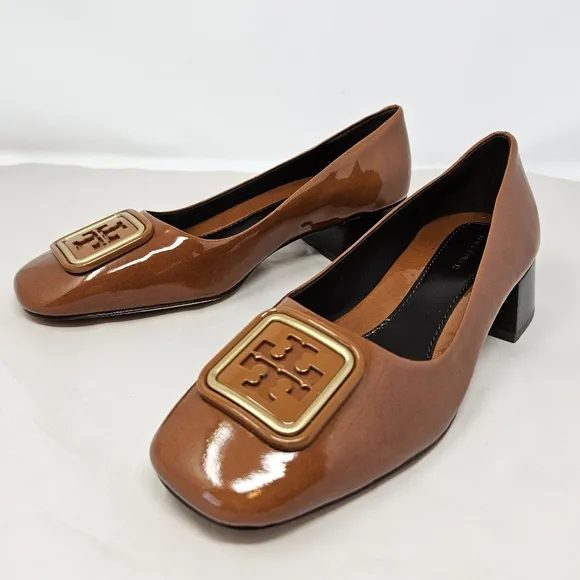 Tory Burch Womens Georgia Pumps sz 6.5M Burnt Orange Patent Leather Dress Shoes