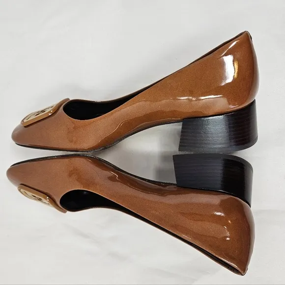 Tory Burch Womens Georgia Pumps sz 6.5M Burnt Orange Patent Leather Dress Shoes