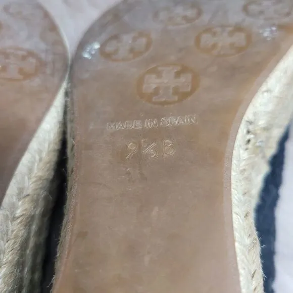 Tory Burch Jackie Wedge Womens Black Lace Espadrille Shoes