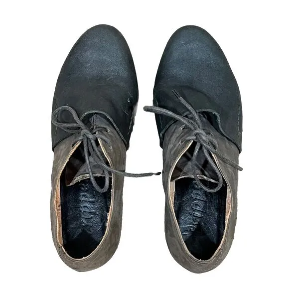 TRIPPEN Germany Rapid Elk Leather Oxford Colorblock Wedge Shoes 37/US 6 Lace Up