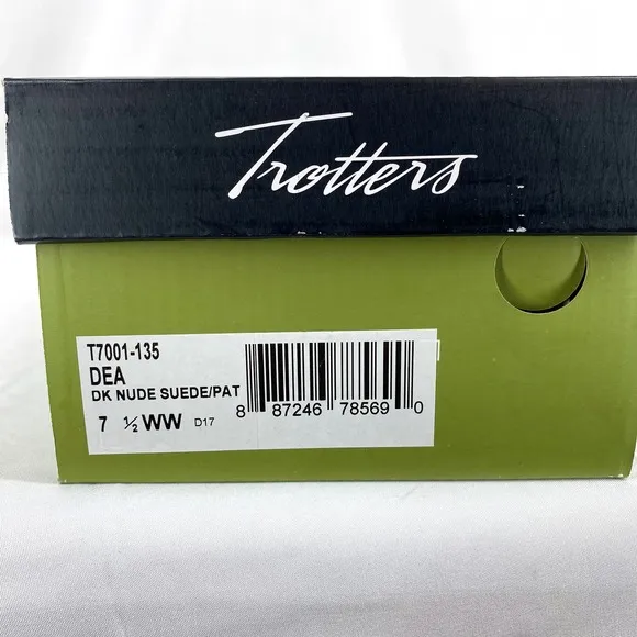 Trotters Dea Slingback Sandals Dark Nude Taupe Suede Leather Heel NIB 7.5WW Wide