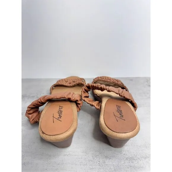 Trotters Sandals Size 8 Brown Leather Double Strap Block Heel NEW