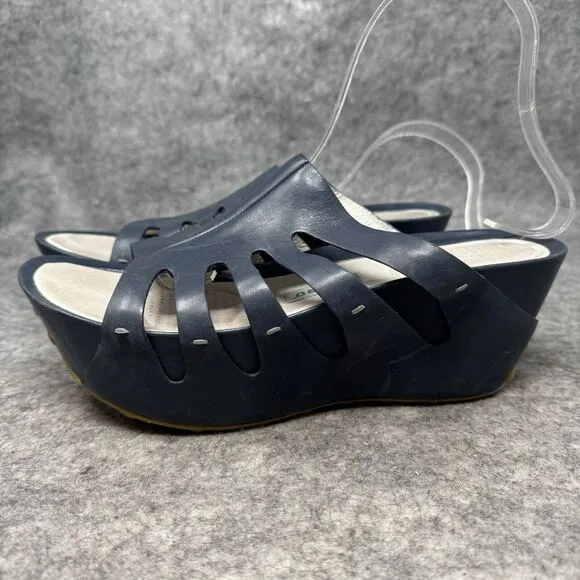 TSUBO Platform Sandals Womens Size 8 Infinity Navy Blue‎ Leather Shoes