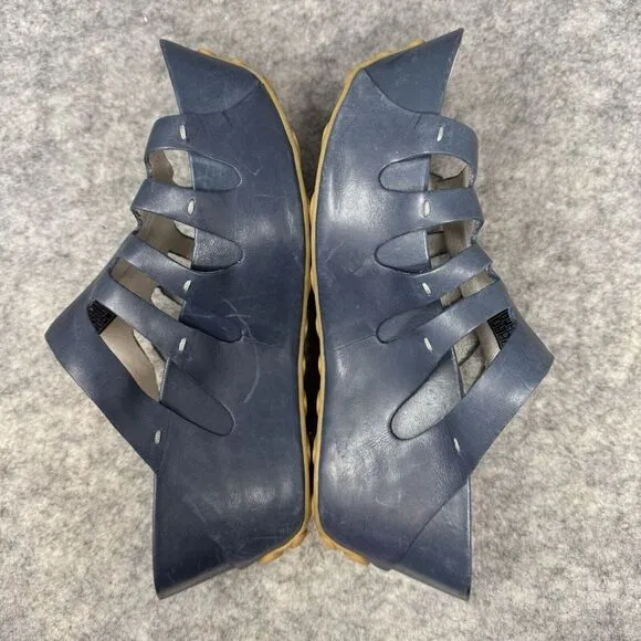 TSUBO Platform Sandals Womens Size 8 Infinity Navy Blue‎ Leather Shoes