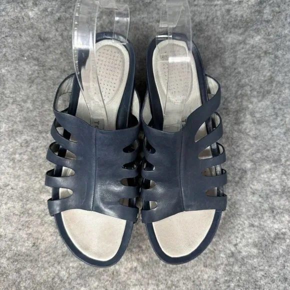 TSUBO Platform Sandals Womens Size 8 Infinity Navy Blue‎ Leather Shoes