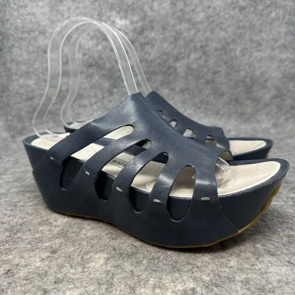 TSUBO Platform Sandals Womens Size 8 Infinity Navy Blue‎ Leather Shoes