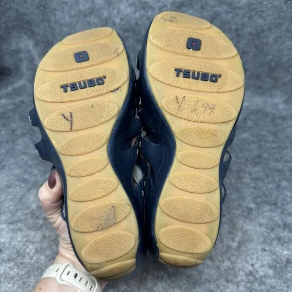 TSUBO Platform Sandals Womens Size 8 Infinity Navy Blue‎ Leather Shoes