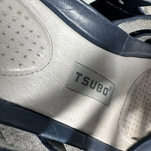 TSUBO Platform Sandals Womens Size 8 Infinity Navy Blue‎ Leather Shoes