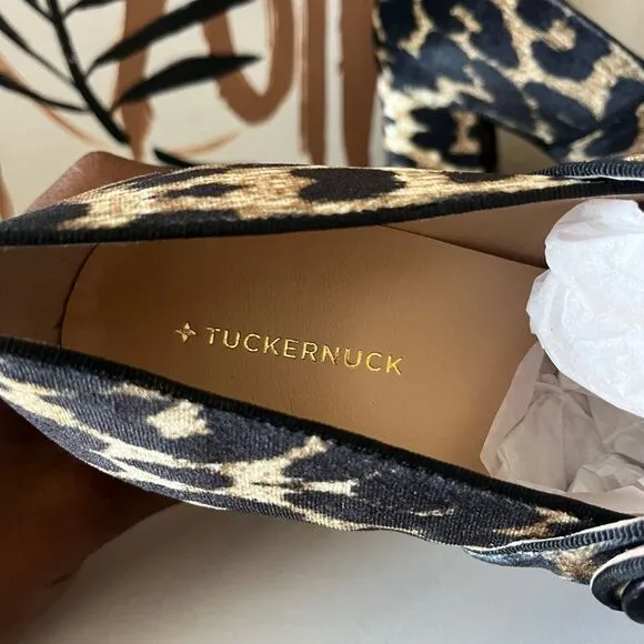 Tuckernuck Heels Ellie Leopard Animal Print Velvet Mary Jane Block Heels 8