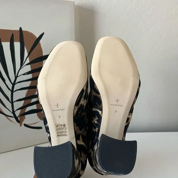 Tuckernuck Heels Ellie Leopard Animal Print Velvet Mary Jane Block Heels 8