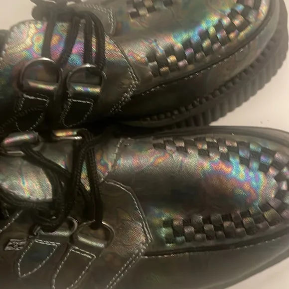 TUK Chrome Oil Slick‎ Viva Mondo Creeper Sz 7 US Mens Platform Shoes