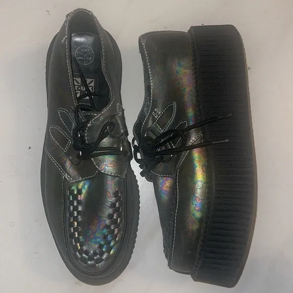 TUK Chrome Oil Slick‎ Viva Mondo Creeper Sz 7 US Mens Platform Shoes