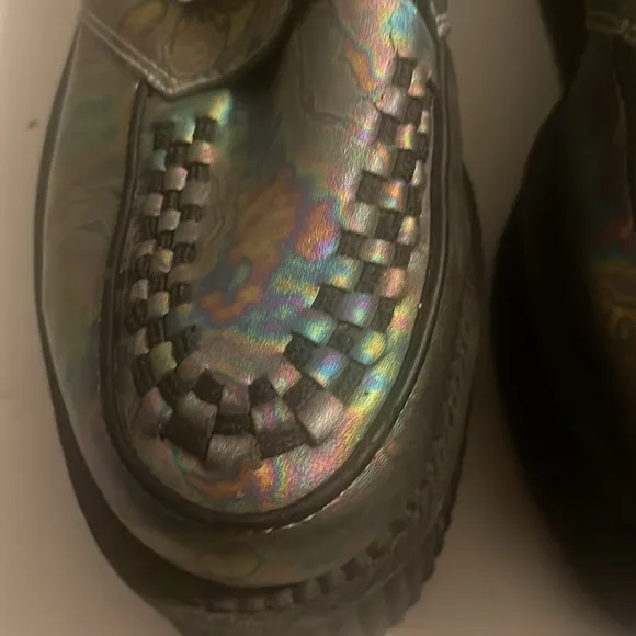 TUK Chrome Oil Slick‎ Viva Mondo Creeper Sz 7 US Mens Platform Shoes