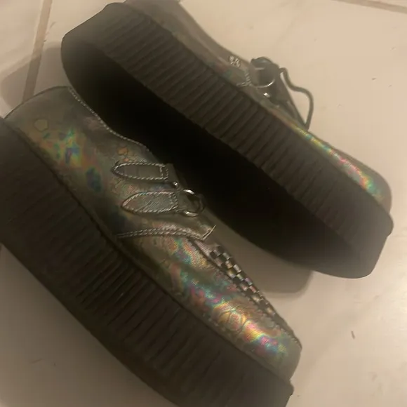TUK Chrome Oil Slick‎ Viva Mondo Creeper Sz 7 US Mens Platform Shoes