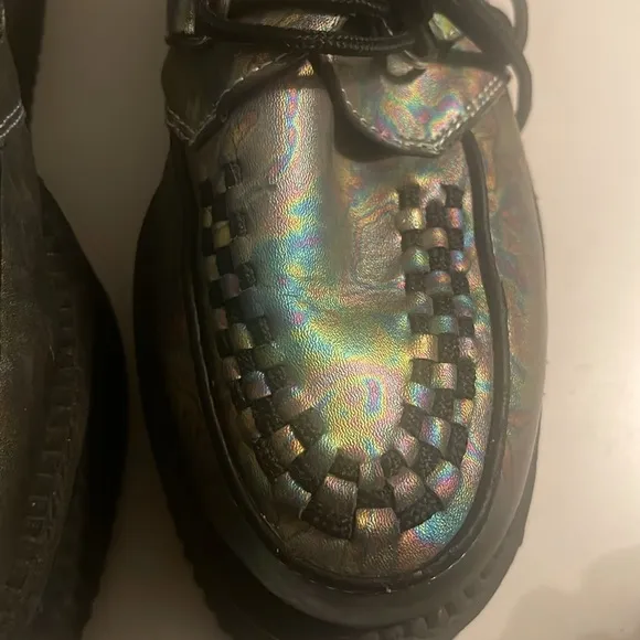TUK Chrome Oil Slick‎ Viva Mondo Creeper Sz 7 US Mens Platform Shoes